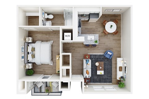 a floor plan of a one bedroom apartment with a bedroom bathroom and living room with a dining